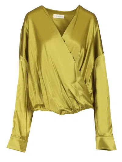 Dries Van Noten Camiel Draped Blouse Shirts Green