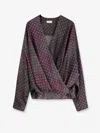 Dries Van Noten Camiel Printed Long-sleeve Wrap Top In Purple