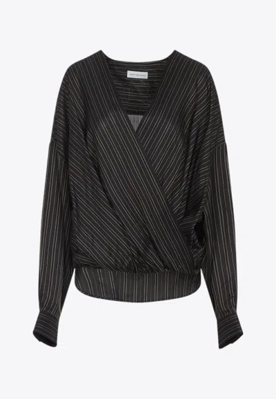 Dries Van Noten Camiel Striped Blouse In Black