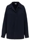 Dries Van Noten Collared Neck Long Sleeves Plain Pattern Blouse In Blue