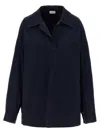 Dries Van Noten Collared Neck Long Sleeves Plain Pattern Blouse In Blue