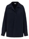 Dries Van Noten Collared Neck Long Sleeves Plain Pattern Blouse In Blue