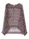 Dries Van Noten Asymmetric Hem Long Sleeve Patterned Top