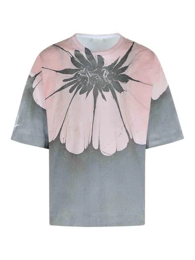 Dries Van Noten Flower-print Oversized T-shirt In Gray