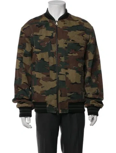 Pre-owned Dries Van Noten Camouflage Print Bomber Jacket W/ Tags In Green