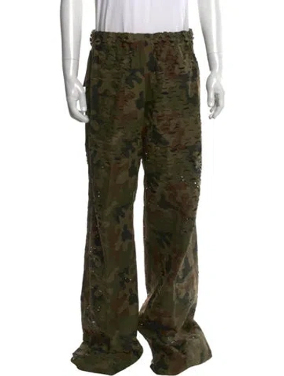 Pre-owned Dries Van Noten Camouflage Print Cargo Pants In Green