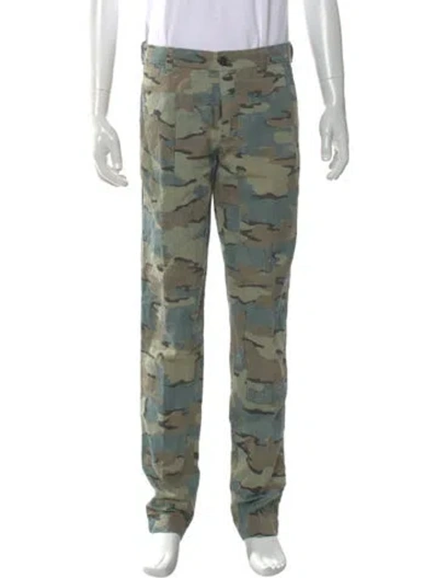 Pre-owned Dries Van Noten Camouflage Print Pants In Blue
