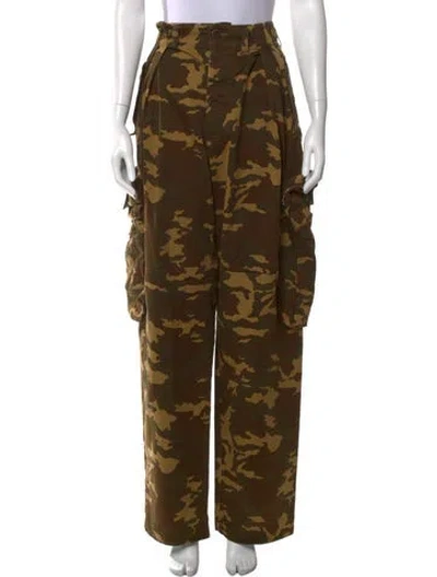 Pre-owned Dries Van Noten Camouflage Print Wide Leg Pants In Multicolor