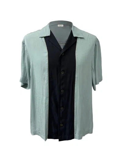 Pre-owned Dries Van Noten Camp-collar Satin Shirt In Green