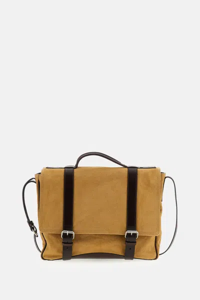 Dries Van Noten Canvas And Leather Briefcase In Brown
