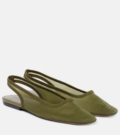 Dries Van Noten Canvas Ballet Flats In Green