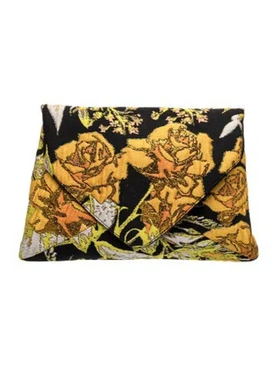 Pre-owned Dries Van Noten Canvas Clutch In Black/orange