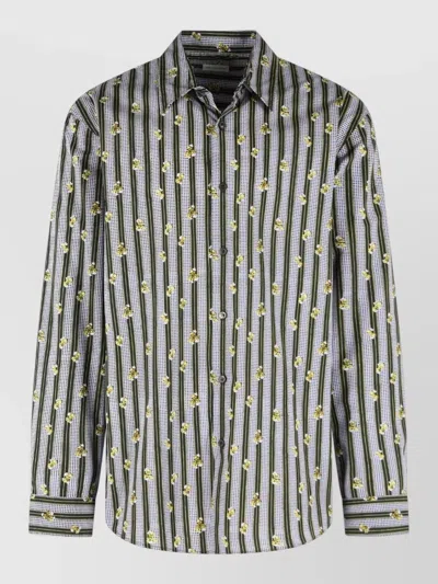 Dries Van Noten Caper Cotton Shirt Long Sleeves Collar In Multi