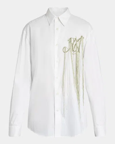 Dries Van Noten Caper Embellished Cotton Poplin Shirt In White