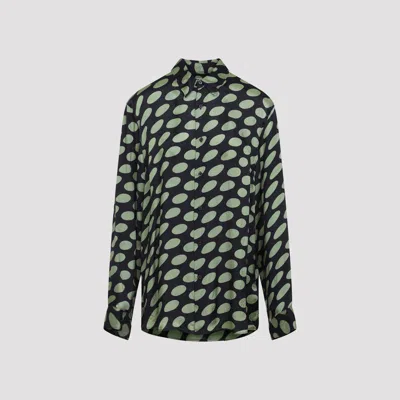 Dries Van Noten Caper Shirt All Over Pattern Long Sleeves In Green