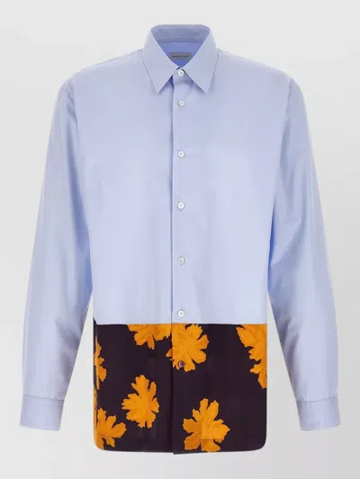 Dries Van Noten Capero Shirt Long Sleeves Floral Collar In Blue