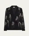 Dries Van Noten Caplana Crystal Chain Crepe Blazer In Black