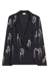 Dries Van Noten Caplana Crystal Chain Crepe Blazer In Black