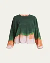 Dries Van Noten Capo Printed Silk-blend Top In Green