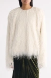 Dries Van Noten Capos Shaggy Faux Fur Top In White