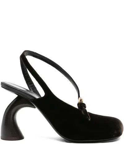 Dries Van Noten Capsule Leather Velvet Sandals In Black