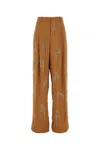 Dries Van Noten Women Caramel Viscose Blend Wide-leg Pant In Brown