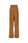 Dries Van Noten Women Caramel Viscose Blend Wide-leg Pant In Brown