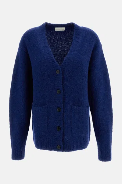 Dries Van Noten Cardigan Tokas In Misto Alpaca E Lana Merino In Blue