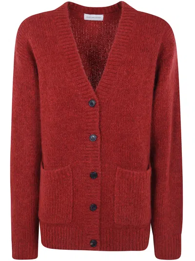 Dries Van Noten Alpaca Wool Fitted Cardigan In Red