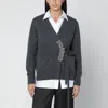 Dries Van Noten Grey Cashmere Cardigan With Brooch Detail Women In Gray