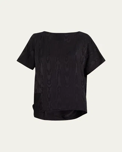 Dries Van Noten Caressa Moire Short-sleeve Blouse In Black
