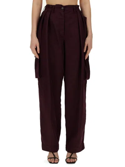 Dries Van Noten Cargo Pants In Bordeaux