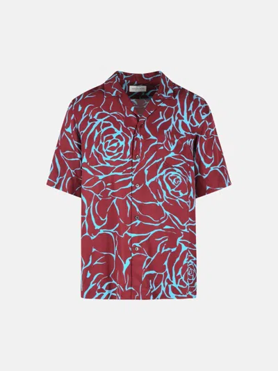 Dries Van Noten 'carltone' Burgundy And Light Blue Viscose Shirt In Multi