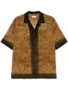 Dries Van Noten Short Sleeve Cotton Shirt In Braun