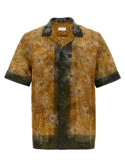 Dries Van Noten Short Sleeve Cotton Shirt In Brown