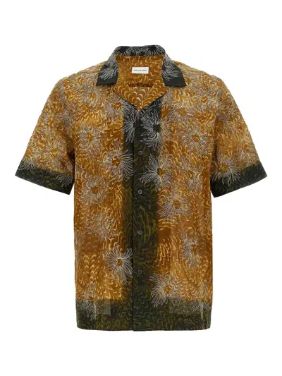 Dries Van Noten Short Sleeve Cotton Shirt In Brown