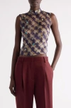 Dries Van Noten Carmasa Check Crystal Embellished Top In Purple