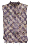 Dries Van Noten Crystal-embellished Sheer Mock-neck Top In Purple