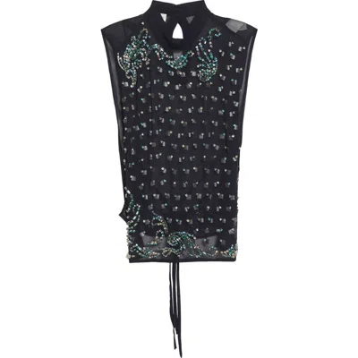 Dries Van Noten Carmasa Crystal Embellished Sleeveless Top In Black