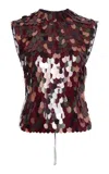 Dries Van Noten Carmasa Paillette-embroidered Top In Burgundy