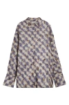 Dries Van Noten Cartan Crystal Embellished Oversize Button-up Shirt In Purple