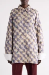 Dries Van Noten Cartan Crystal Embellished Oversize Shirt In Gray