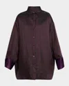 Dries Van Noten Cartan Striped Twill Oversized Button-down Shirt In Burgundy
