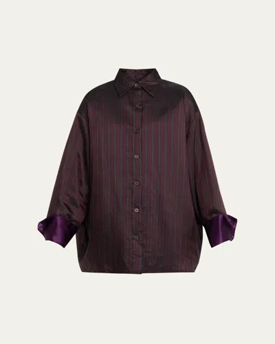 DRIES VAN NOTEN CARTAN STRIPED TWILL OVERSIZED BUTTON-DOWN SHIRT