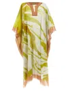 Dries Van Noten Kaftan With Abstract Pattern And Sheer Fabric In Multicolor