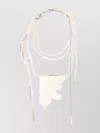 Dries Van Noten Carved Leaf Pendant Necklace With Mixed Metals In White