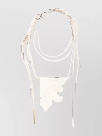 DRIES VAN NOTEN CARVED LEAF PENDANT NECKLACE WITH MIXED METALS