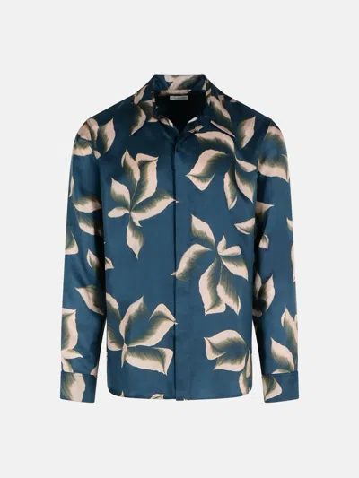 Dries Van Noten 'carvies' Navy Silk Shirt