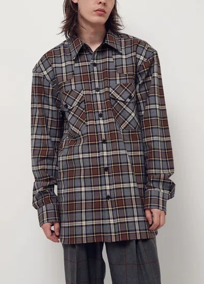 Pre-owned Dries Van Noten Carwick Oversized Plaid Flannel Shirt In Multicolor