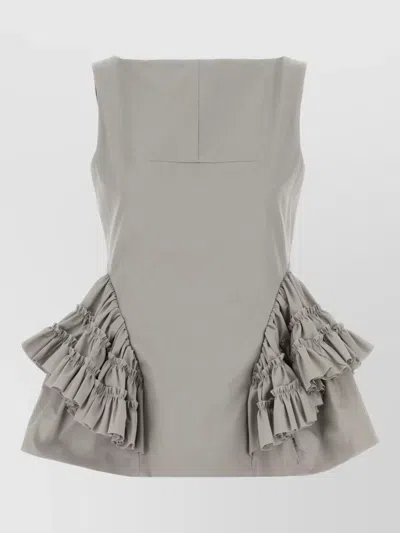 Dries Van Noten Casey Cotton Top Sleeveless Square Neckline In Neutral